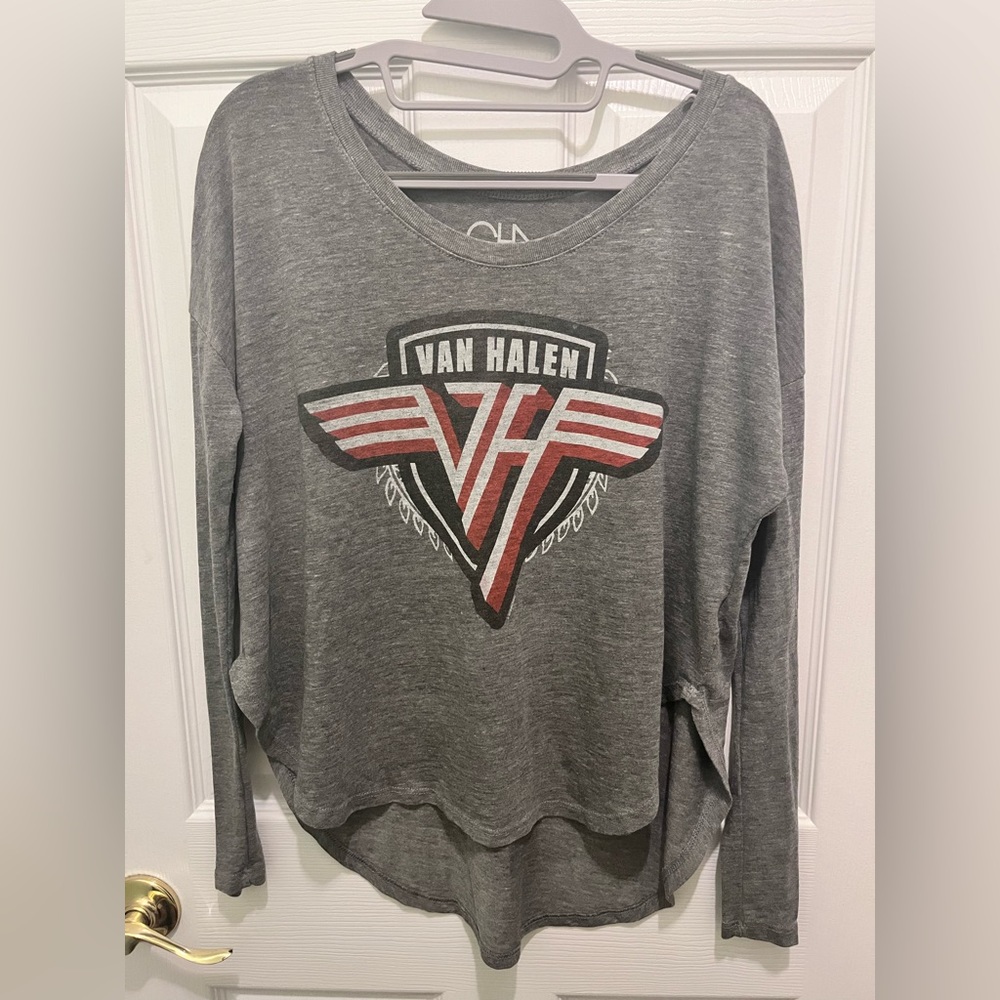 Van Halen Chaser Oversized Hi-Low Graphic Print Long Sleeve Relxed T-Shi…